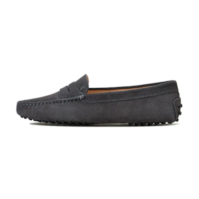 (W) TOD'S Leather Flat 'Dark Grey'