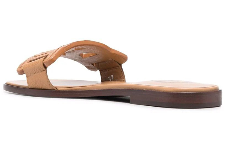 Lookbook (W) TOD''S Leren Platte Sandalen ''Bruin'' XXW05G0EM10RNLC811