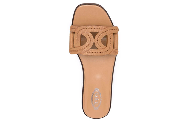Shop (W) TOD''S Leren Platte Sandalen ''Bruin'' XXW05G0EM10RNLC811