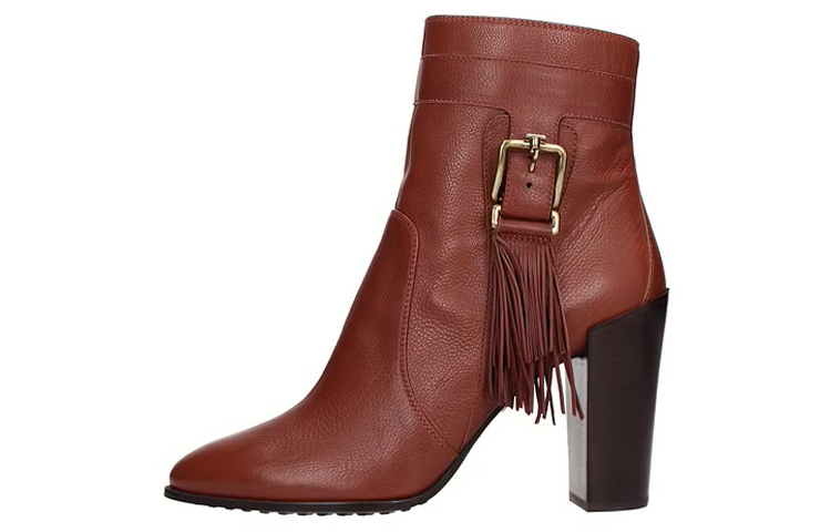 (W) TOD's Leather High-Heel Ankle Boot 'Brown'