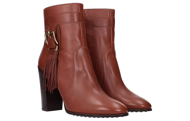(W) TOD's Leather High-Heel Ankle Boot 'Brown' 圖 2