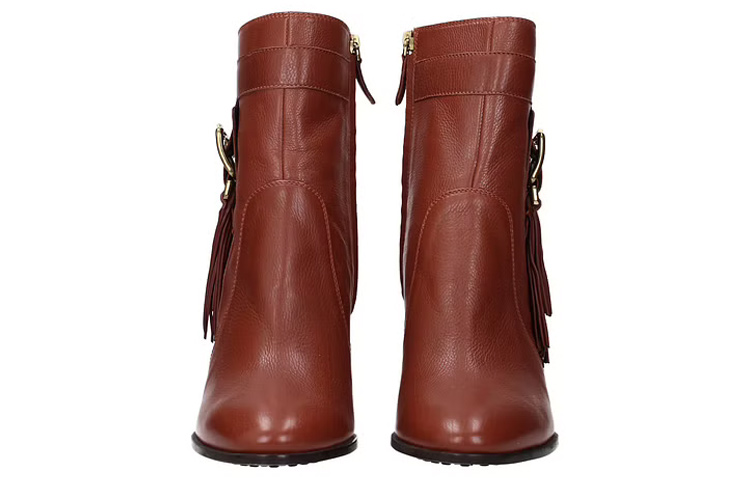 (W) TOD's Leather High-Heel Ankle Boot 'Brown' 圖 3