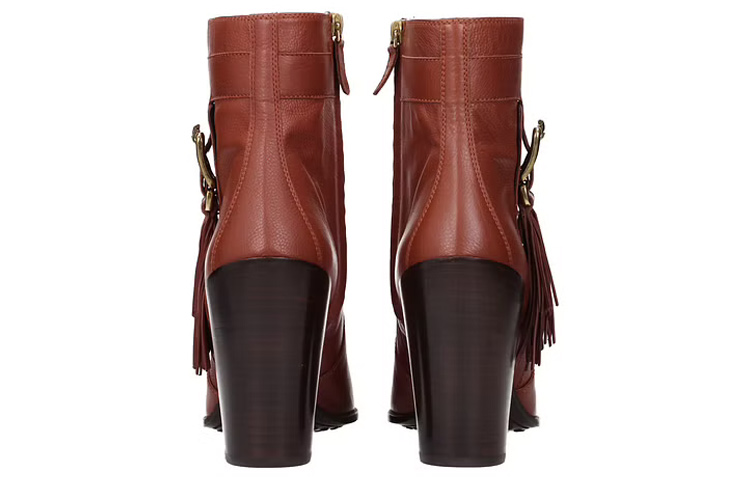 (W) TOD's Leather High-Heel Ankle Boot 'Brown' 圖 4