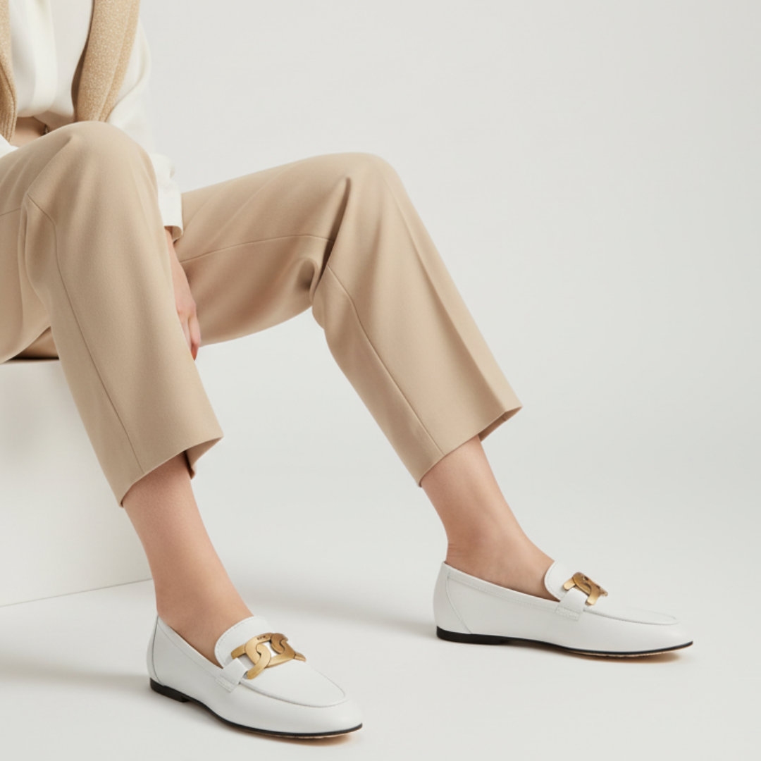 Order (W) 托德白金色皮革乐福鞋 XXW79A0DD00MIDB001