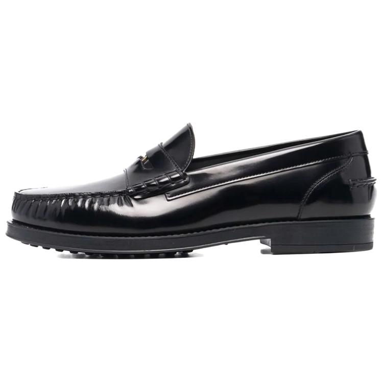 (W) TOD'S Leather Loafers 'Black Logo Plate'