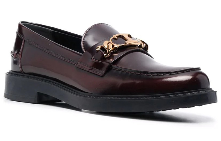 (W) TOD'S Leather Loafers 'Red Brown' 圖 3