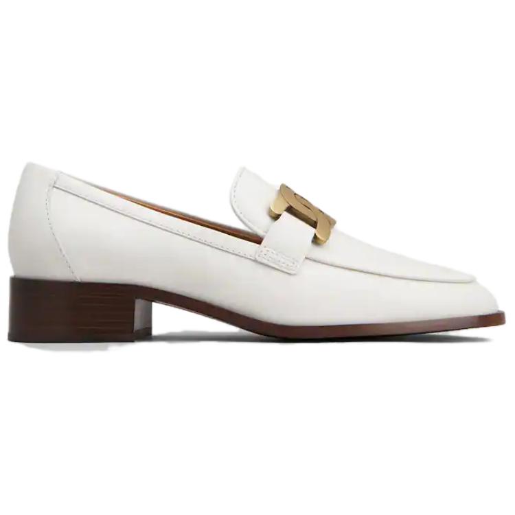 (W) TOD'S Leather Loafers 'White' 圖 2
