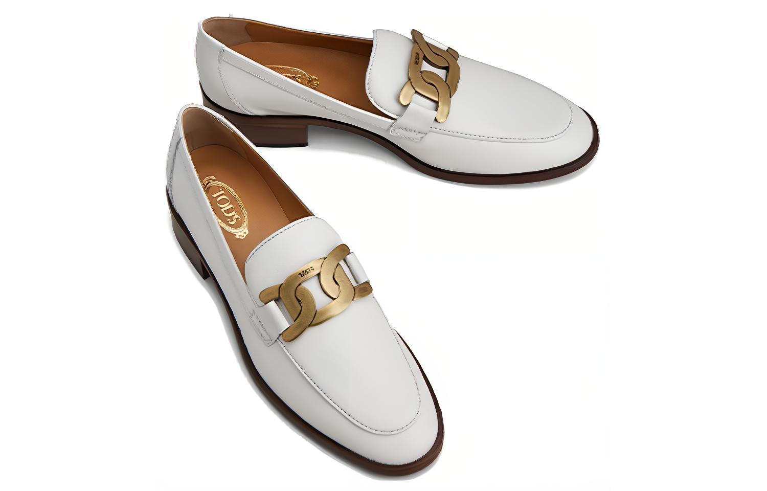 (W) TOD'S Leather Loafers 'White' 圖 4