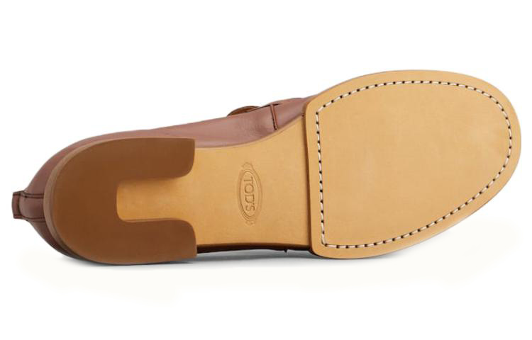 Purchase (Women) TOD'S Leather Round-Toe Flat 'Brown' XXW19K0HC80SOMS203