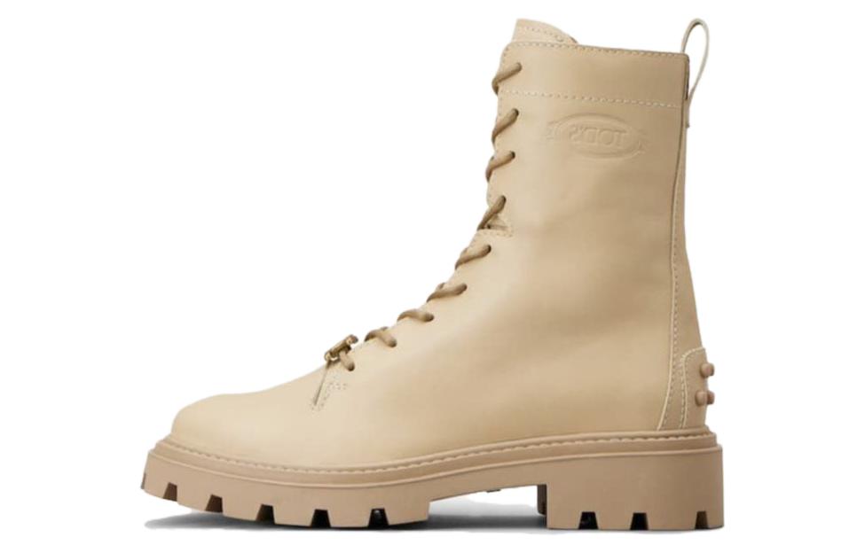 (Women) TOD'S Leather Round-Toe Mid-Top 'Beige Martin' Boots XXW08J0EY53N6MC606