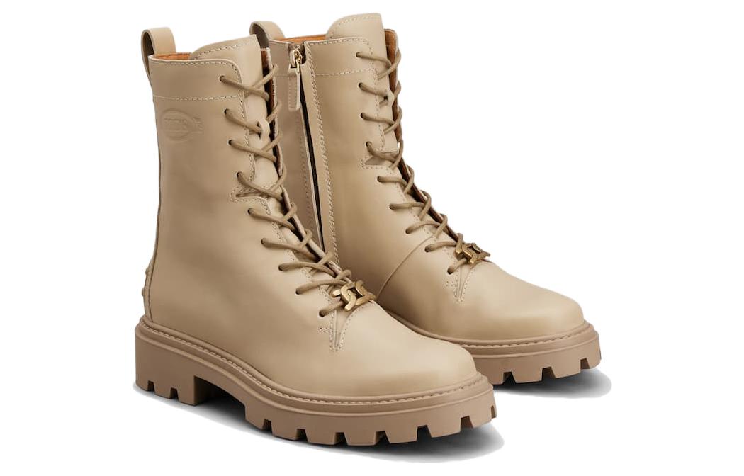 Order (W) 토즈 베이지 마틴 가죽 미드탑 부츠 (Tod's Beige Martin Leather Mid-top Boots) XXW08J0EY53N6MC606