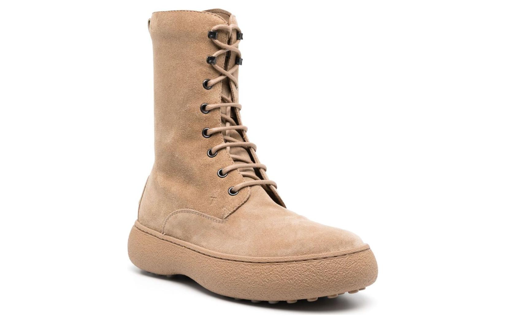 Order (W) TOD'S Sepatu Bot Kulit Kuning Muda dengan Resleting Samping dan Ujung Bulat XXW09J0GN20CKO1Y28