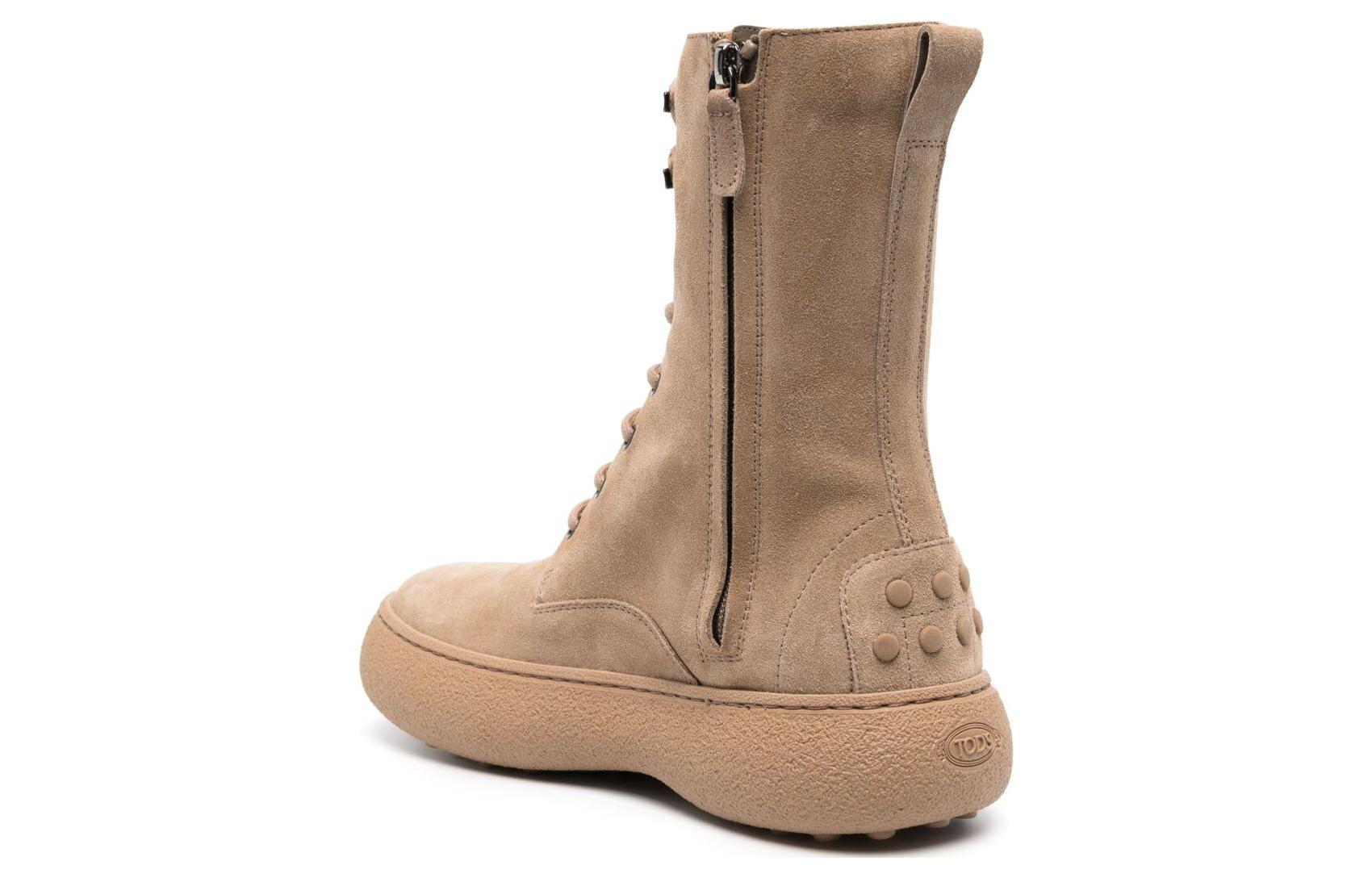 Lookbook (W) TOD'S Sepatu Bot Kulit Kuning Muda dengan Resleting Samping dan Ujung Bulat XXW09J0GN20CKO1Y28