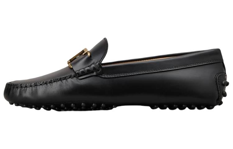 (W) TOD'S Leather Round Toe Flats 'Black'