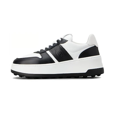 (W) TOD'S Leather Round Toe Low-Top 'Black and White'