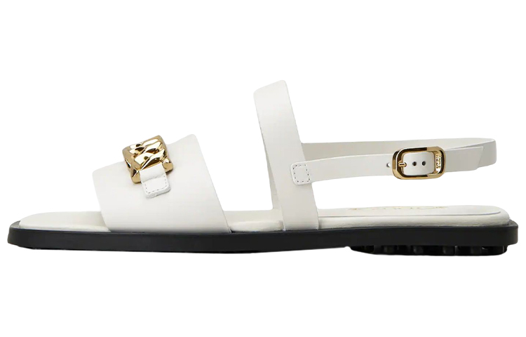 (W) TOD'S Leather Sandal with Metal Chain 'White'