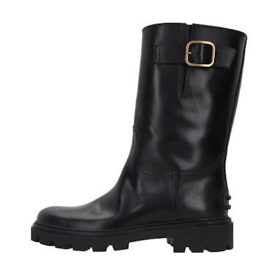 (W) TOD'S Leather Slip-On Round Toe Booties 'Black'