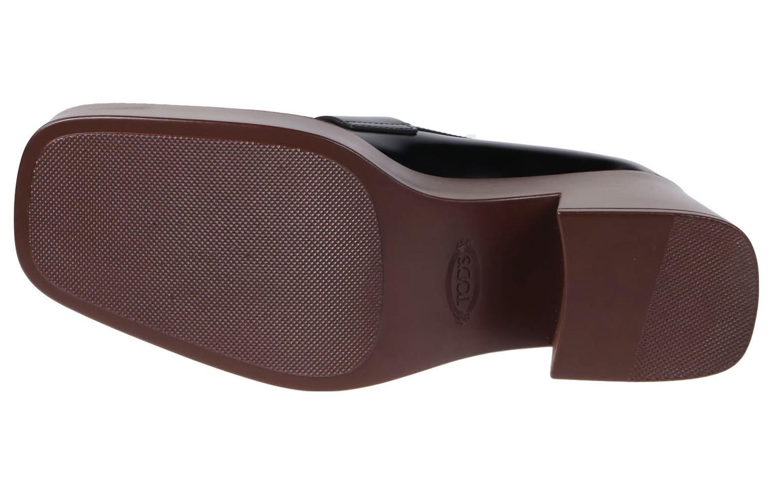 Purchase (W) TOD''S Leren Vierkante Neus Slip-On Chunky Hak ''Zwart'' XXW37K0FV50S00B999
