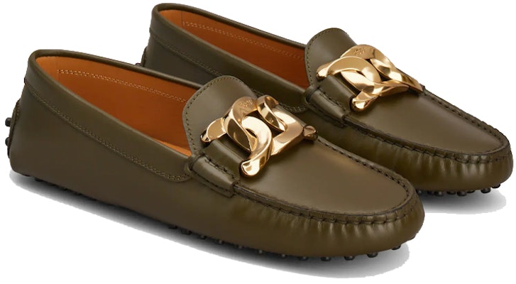 TOD'S 綠色女子皮革平底低帮套腳鞋 Order TOD'S 綠色女子皮革平底低帮套腳鞋