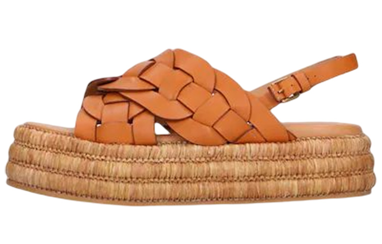 Buy 托德斯（TOD'S）露趾搭扣時尚女款涼拖鞋 棕色
