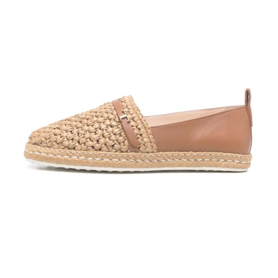 (W) TOD'S Rafia Woven Flats 'Brown'