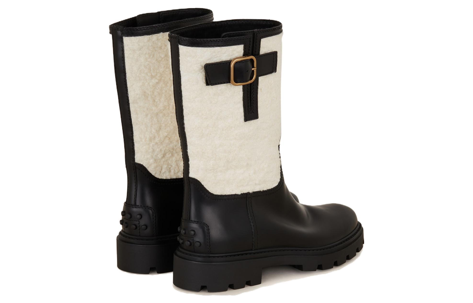 (W) TOD'S Round Toe Buckle Mid-Calf Boot 'Black' 圖 4