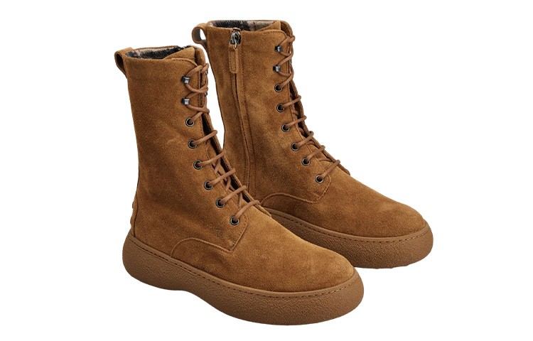 (W) TOD'S Suede Lace-Up Boots 'Brown' 圖 2