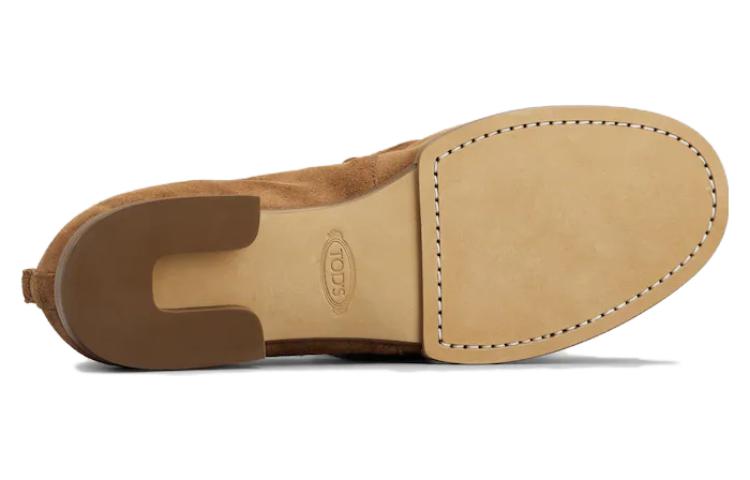 (W) TOD'S Suede Leather Flat 'Brown Ruched' 圖 4