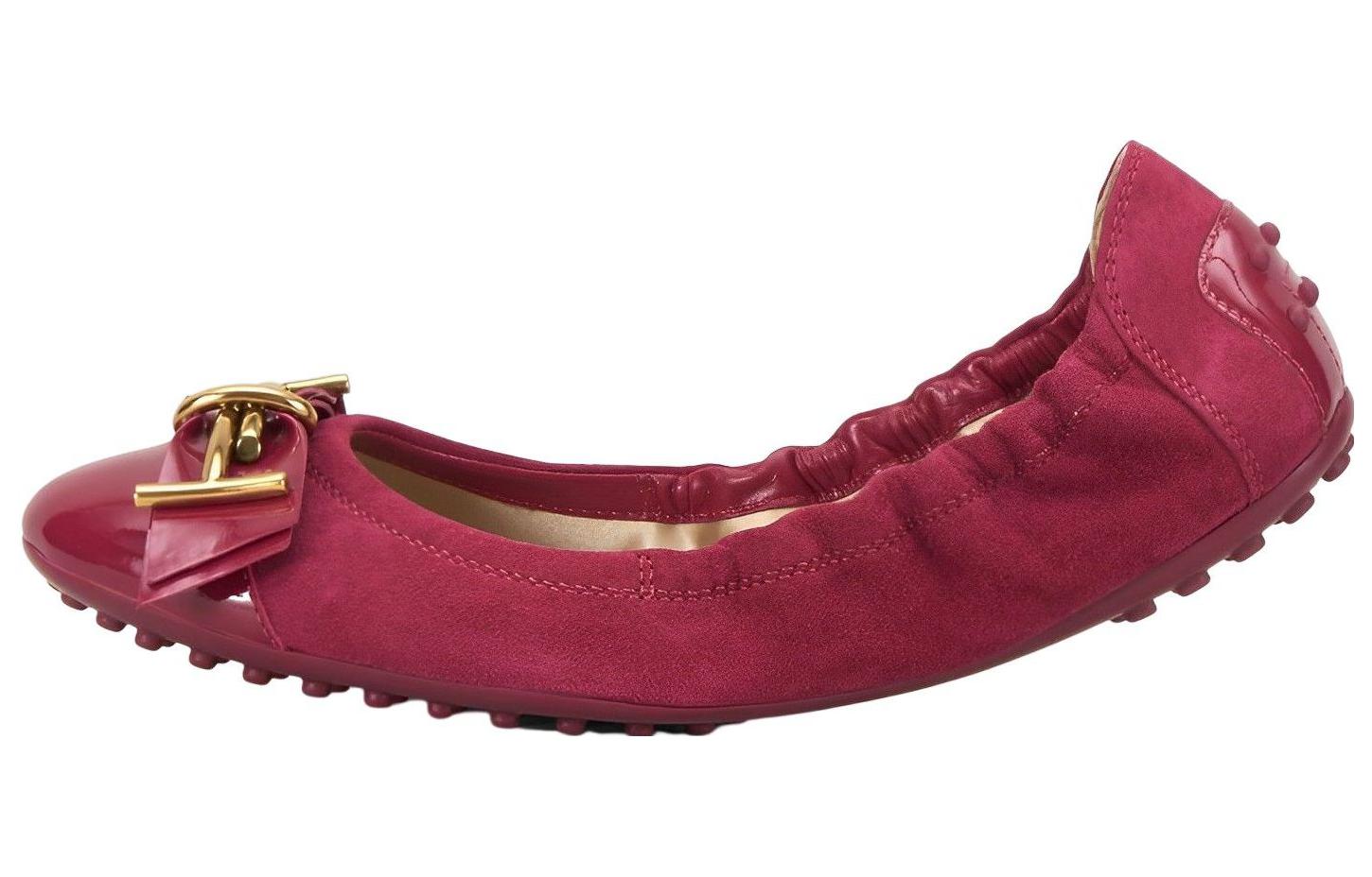 Buy TOD'S托德斯 絨面 圓頭平底 芭蕾舞鞋 女款 紅色