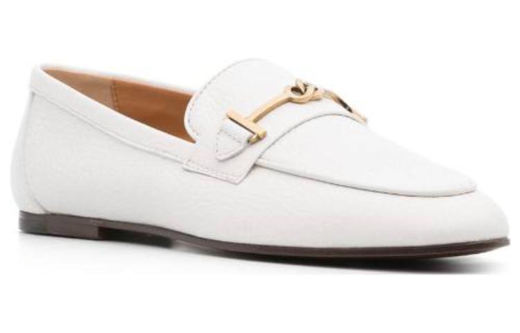(W) TOD'S Leather Loafers with Metal Buckle 'White' 圖 2