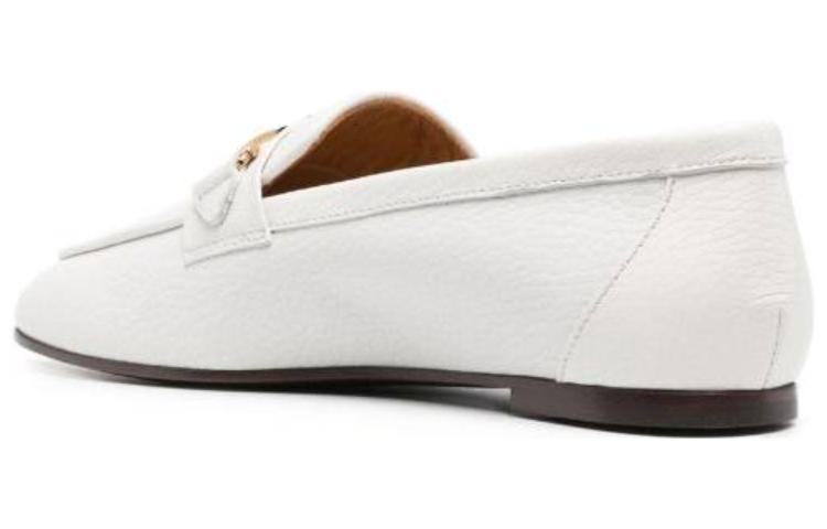 (W) TOD'S Leather Loafers with Metal Buckle 'White' 圖 3