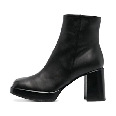 (W) TOD'S Leather Round Toe Zippered Ankle Boot 'Black'