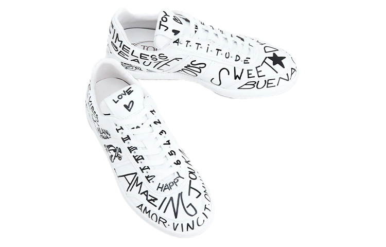 (W) TOD'S Leather Sneaker 'Black and White' 圖 2