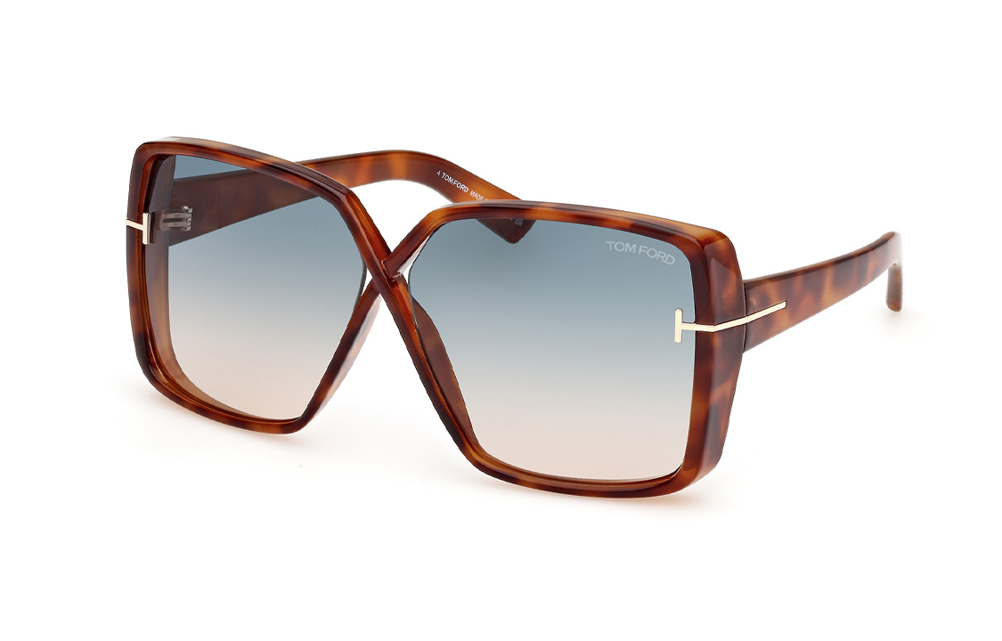 (Women) TOM FORD  Irregular Tortoishell Sunglasses with Textured Temples. FT111753P