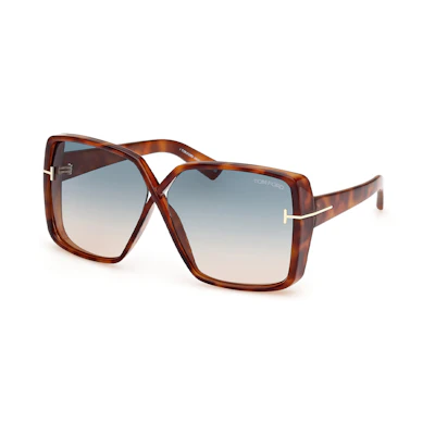 (Women) TOM FORD Irregular Tortoishell Sunglasses with Textured Temples. FT111753P