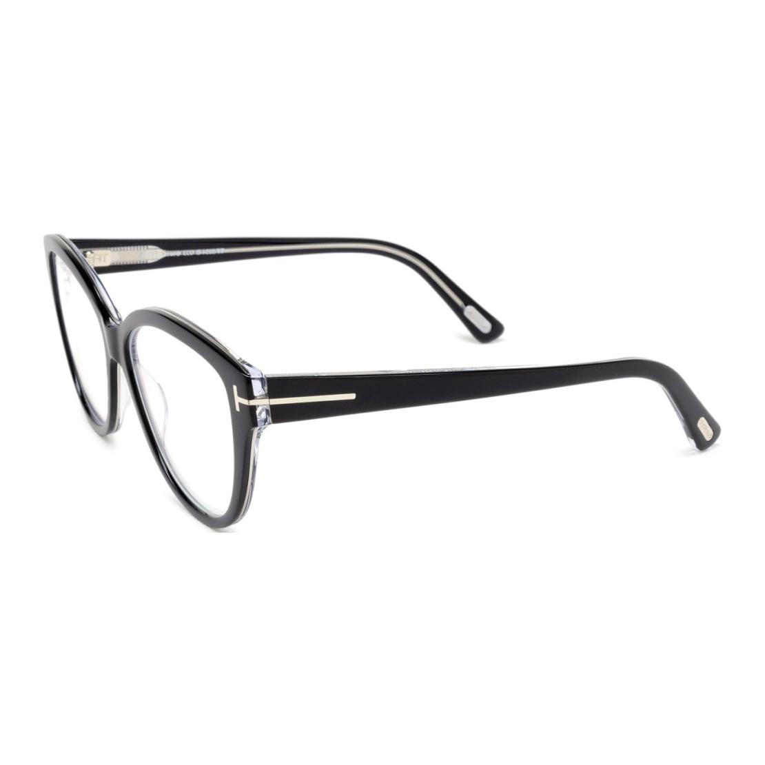 Order (W) Kacamata Optik Oval Hitam TOM FORD dengan Logo di Tangkai. FT5954B