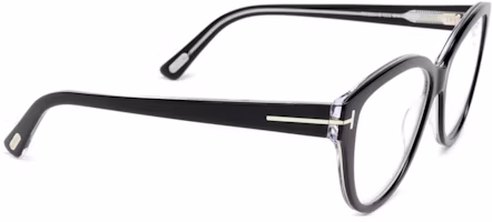 Shop (W) TOM FORD 橢圓形黑色光學眼鏡,側邊附品牌標誌。 FT5954B