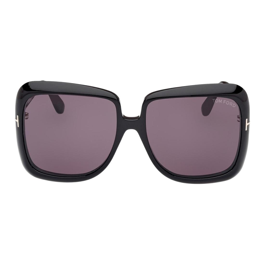 (Women) TOM FORD  Square Sunglasses Black with Logo Details. FT1156