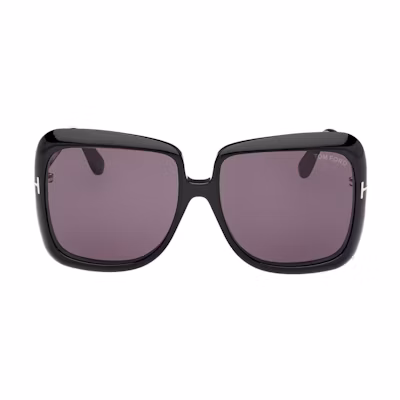 (Women) TOM FORD Square Sunglasses Black with Logo Details. FT1156