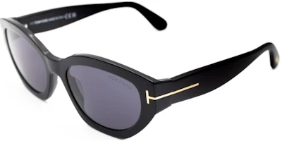 (Women) Tom Ford TF Rectangle Black Sunglasses for Women with Logo Detail on Temples. FT108601A55 (Women) Tom Ford TF Rectangle Black Sunglasses for Women with Logo Detail on Temples. FT108601A55