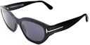 Buy (W) Kacamata Hitam Tom Ford TF Rectangle Wanita dengan Logo di Sisi Tepi. FT108601A55