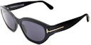 Order (W) Kacamata Hitam Tom Ford TF Rectangle Wanita dengan Logo di Sisi Tepi. FT108601A55