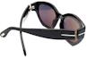 Purchase (W) Kacamata Hitam Tom Ford TF Rectangle Wanita dengan Logo di Sisi Tepi. FT108601A55