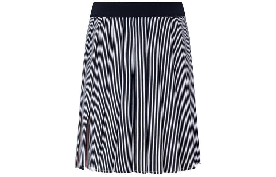 (Women) Tommy Hilfiger  Badge Stripe Pleated Skirt - Black/White/Red. WW0WW40972