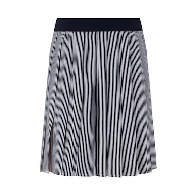 (Women) Tommy Hilfiger Badge Stripe Pleated Skirt - Black/White/Red. WW0WW40972