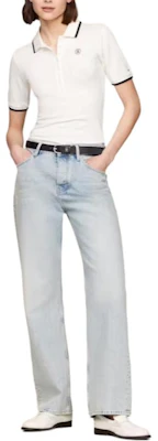 (W) 汤米希尔费格 米色修身绣花短袖POLO衫 WW0WW41288-YBL Shop (W) 汤米希尔费格 米色修身绣花短袖POLO衫 WW0WW41288-YBL