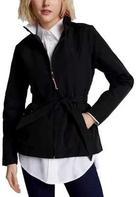 (W) 汤米·希尔费格尔黑色系带高领游艇夹克外套深褐色。 76J3826-BDS Order (W) 汤米·希尔费格尔黑色系带高领游艇夹克外套深褐色。 76J3826-BDS