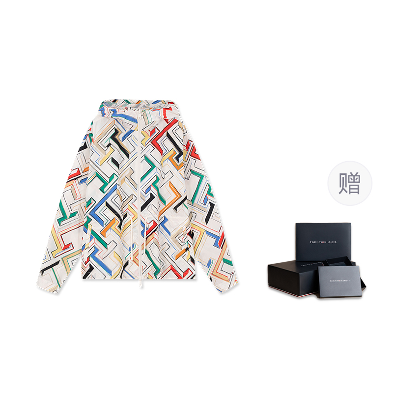 (Women) Tommy Hilfiger  Casual Outdoor Logo Print Lightweight Hooded Jacket Multicolor WW0WW43322