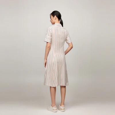 (W) 汤米希尔费格休闲修身短袖白色条纹连衣裙 WW0WW44152 Purchase (W) 汤米希尔费格休闲修身短袖白色条纹连衣裙 WW0WW44152