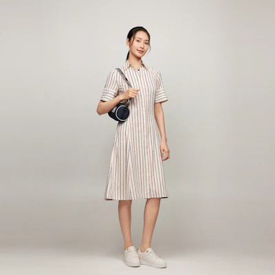(W) 汤米希尔费格休闲修身短袖白色条纹连衣裙 WW0WW44152 Details for (W) 汤米希尔费格休闲修身短袖白色条纹连衣裙 WW0WW44152